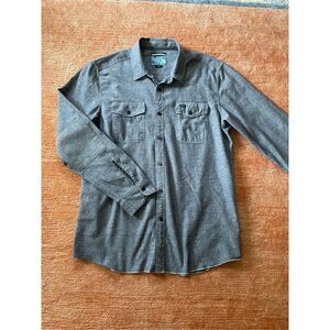 Julian Davidson Shirt Men’s L Gray Cotton Linen Blend Button Up